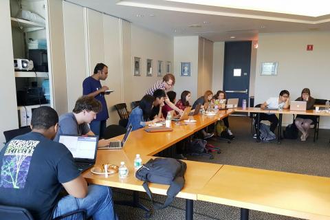 Analyzing data in MATLAB, with Prof. Scott Holley and a postdoc from the lab, to then, as a group, make sense of an experiment.