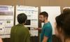 2015 meeting: First-year physics student presenting a poster on an Integrated Workshop module conducted in the Berro lab.
